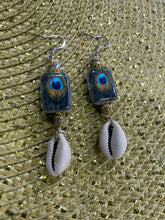 Load image into Gallery viewer, Cowrie Peacock Earrings
