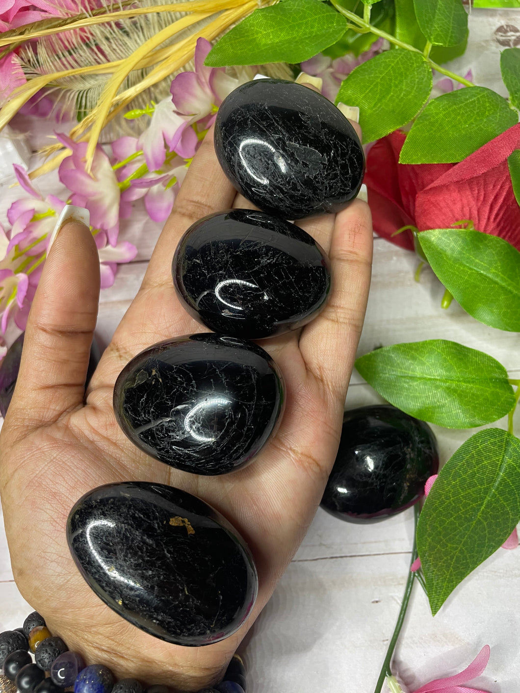 Black Tourmaline Palm Stones | Protection | Security